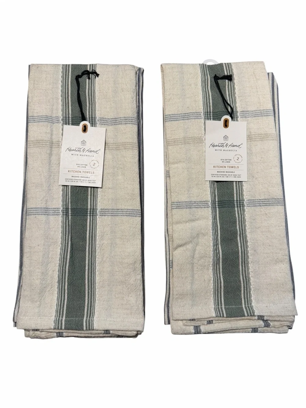 Hearth& Hand  Kitchen Towels - Blue & Cream (Set of 2) 4 towels total